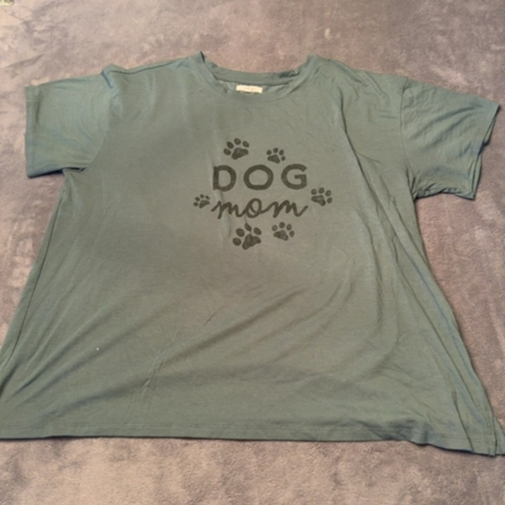 Maurices T-Shirt Women XL Green Dog Mom Graphic Casual Short Sleeve Cotton Blend